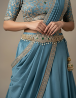 Gold-Polish Kamarbandh, White CZ and Pearl Drops, Heirloom