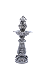 Pure 925 Silver Mandir Diya Stands – 2000g Luxury Temple Décor (Set of 2)
