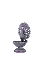 Royal Silver-Plated Gemstone Peacock Oil Lamp – Handcrafted Festival Deepak (138g)