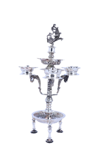 Majestic Silver Peacock Panchpradip Set – Royal Multi-Wick Temple Diya Collection