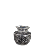 Majestic Silver-Plated Lakshmi Kalash – Temple Heritage Water Pot with Repousse Leaf Relief