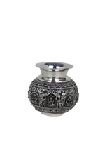Temple Heritage Silver-Plated Goddess & Elephant Kalash – Handcrafted Pooja Water Pot (275g)