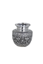 Royal Antique Silver-Plated Floral Kalash – Handcrafted Pooja Water Pot (275g)