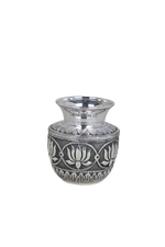 Royal Silver-Plated Lotus Motif Kalash – Handcrafted Pooja Water Vessel (291g)