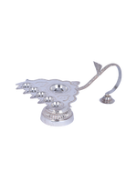 Magnificent Six-Wick Silver Aarti Lamp – Handcrafted Ceremonial Deepak with Ornate Handle