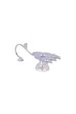 Magnificent Three-Wick Silver Aarti Lamp – Handcrafted Ceremonial Deepak with Ornate Handle