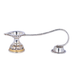 Exquisite Silver-Plated Ceremonial Aarti Diya - Premium Handcrafted Oil Lamp (66g)