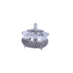 Indian Handcrafted Sterling Silver Lidded Serving Bowl with Ornate Finial – Heritage Ceremonial Centerpiece (367g, 4.6"x5")