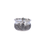 Indian Handcrafted Sterling Silver Lidded Serving Bowl with Peacock Finial – Royal Nakashi Casserole (215g, 2.8"x5")