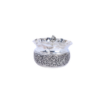 Indian Handcrafted Silver Nakashi Bowl with Peacock Finial – Heritage Lidded Container (159g, 2.5"x4.5")