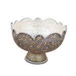 Imperial Florentine Silver & Gold Nakashi Pedestal Bowl – Opulent Scalloped Display Masterpiece (535g)