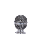 Antique Silver Akhand Diya – Ornate Nakashi Pooja Lamp (188g)