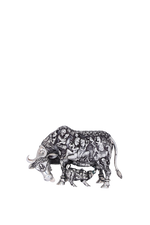 Royal Silver Nakashi Kamadhenu & Calf Sculpture – Intricate Divine Blessing Statue (1,502g, H:6″ W:8.4″)