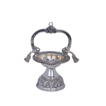 Buy Silver Swan Deepa | Premium Pedestal Temple Oil Lamp with Handle (243g)