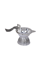 Handcrafted Silver Peacock Pooja Deepam – Temple Oil Lamp