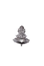 Majestic Handcrafted Silver Lakshmi Pooja Deepam - Sacred Lotus Diya with Divine Blessing