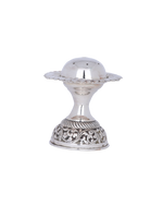 Royal Petal Pedestal Silver Agarbatti stand – Handcrafted Floral Temple Stand