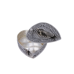 Royal Handcrafted Silver Chopda - Ornate Jewelry Box with Wave Pattern Engravings