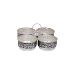 Royal Handcrafted Silver Panchapali Set - Ornate Four-Bowl Serving Collection