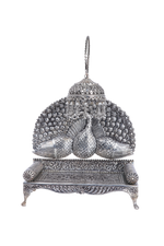 Pure 925 Silver Handcrafted Singhasan (1071g) with Peacock Arch