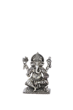 Pure 925 Silver Ganesha Idol – 313g Throne Dancing Vinayaka Statue