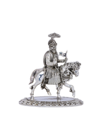 Pure 925 Silver Shivaji Maharaj Idol – 597g Warrior King Statue