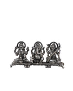 Pure 925 Silver Lakshmi Ganesh Saraswati Idol Trio – 537g Auspicious Set