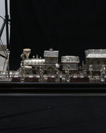 Certified 925 Silver Model Train Sculpture | Detailed Vintage Replica Gift | W-60" inches H-16"