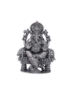 Pure 925 Silver Ganpati on Throne (259g) for Diwali Pooja & Success