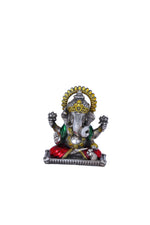 Ganpati Idol 925 Silver Gold Plated (113g) Handcrafted Enameled