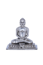 Pure 925 Silver Lord Mahavir Statue (203g) for Peace & Ahimsa