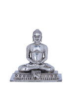 Pure 925 Silver Lord Mahavir Statue (203g) for Peace & Ahimsa