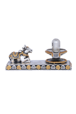 Pure Silver Lingam Nandi Set (150g) Gold Plated for Abhishekam