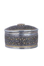 Massive 752g Silver Oval Box with Filigree and Floral Carving
