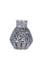 925 Sterling Silver Embossed Urn (606g) for Luxury Home Decor