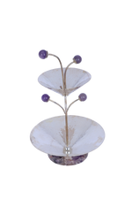Handcrafted 483g Silver Two-Level Centerpiece with Gemstone Accents