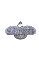 Massive 888g Silver Decorative Dual Bowl for Festive Centerpiece