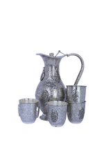 925 Sterling Silver Water Jug & Glasses Set (1624g) Antique Finish