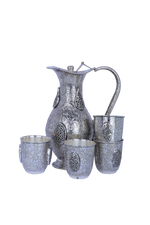 925 Sterling Silver Water Jug & Glasses Set (1624g) Antique Finish