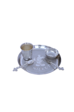 Pure 925 Sterling Silver Baby Plate & Bowl Set - Traditional & Auspicious