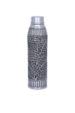 Pure 925 Silver Serving Bottle (553g) - Handcrafted Nakshi Floral Design