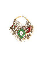 925 Pure Silver Nose Ring | Green & Red Stone Bridal Special