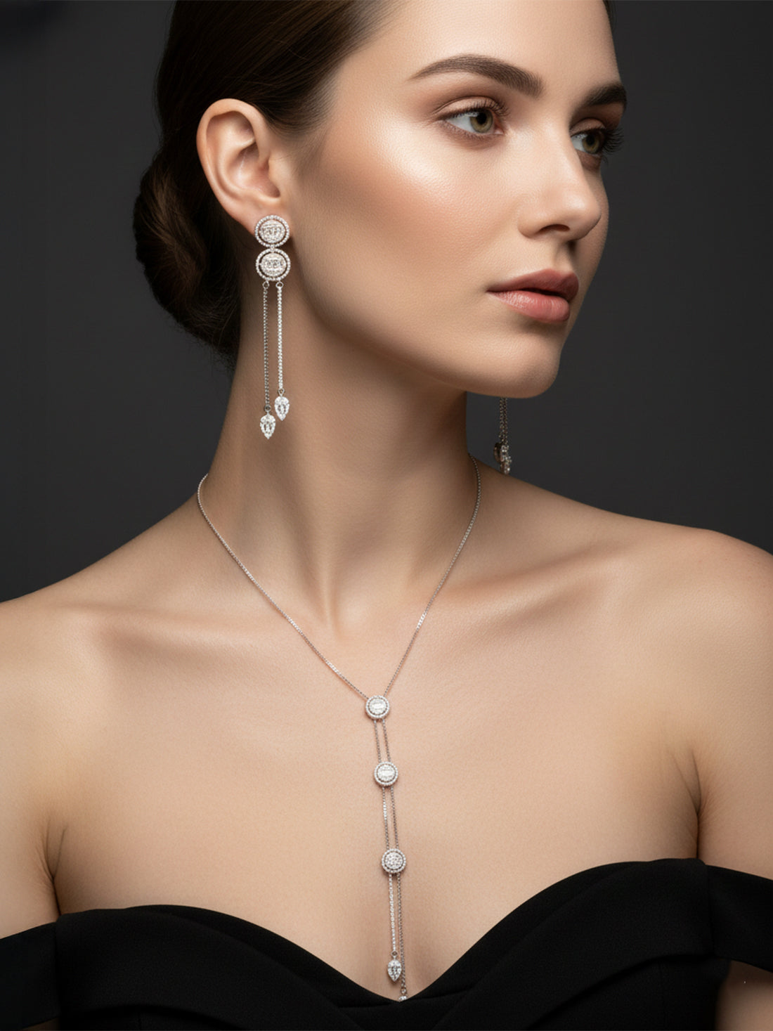 925 Pure Silver Pendant Set with Drop Earrings