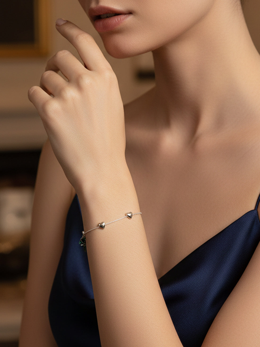 925 Pure Silver Bracelet With Heart Designs - His & Her Valentine's Embrace