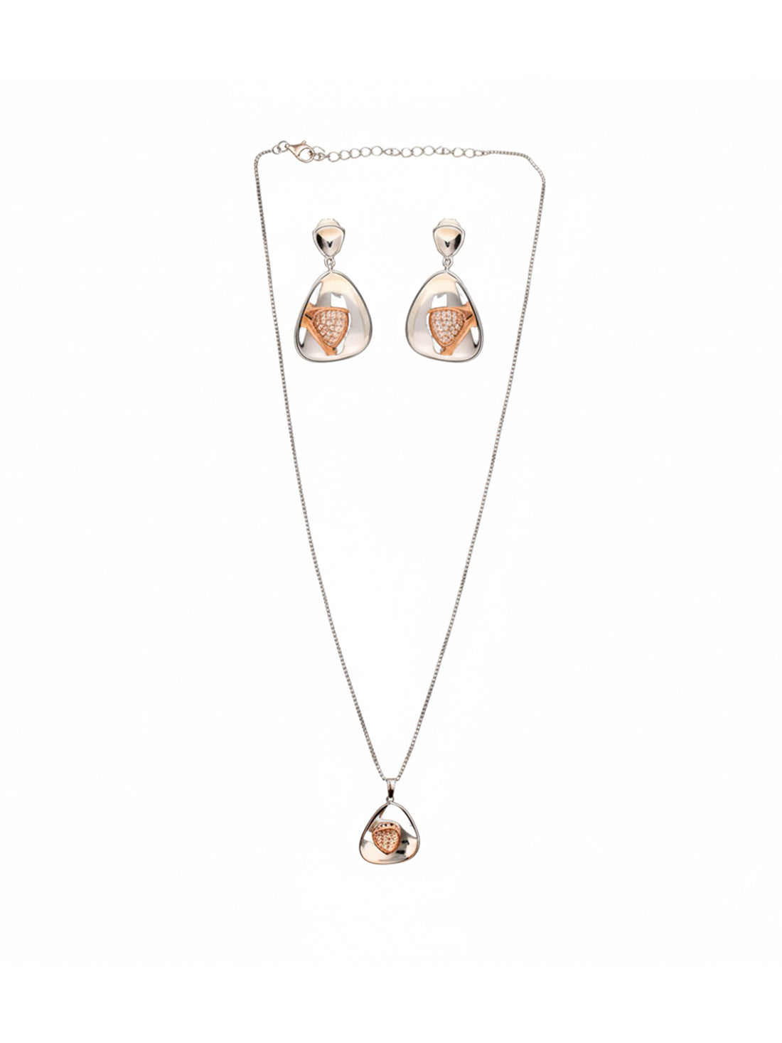 925 Pure Silver Rose-Tone Designer Pendant Set | Valentine Gift for Her