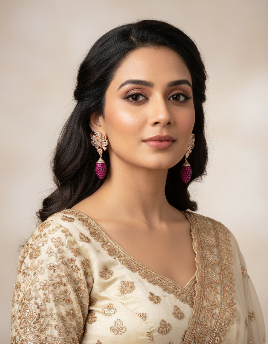 Exceptional Pure 925 Silver Traditional Stud-Drop Earrings