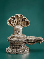 92.5 pure silver Shiva lingam figurine with naag design, round filigree base