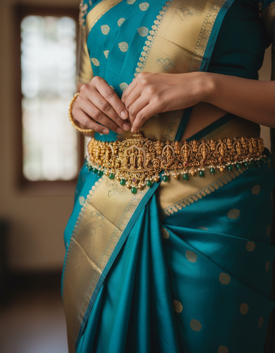 Luxury 925 Silver Unadorned Vaddanam | Contemporary Formal Statement Belt