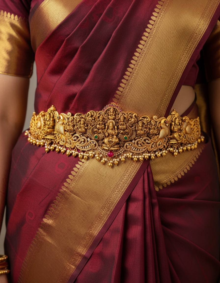 Grand Traditional Silver Odiyanam for Bride | Intricate Artisan Design