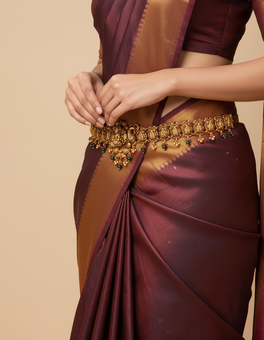 Certified 925 Silver Temple Jewelry Odiyanam | Antique Finish Stone Inlay